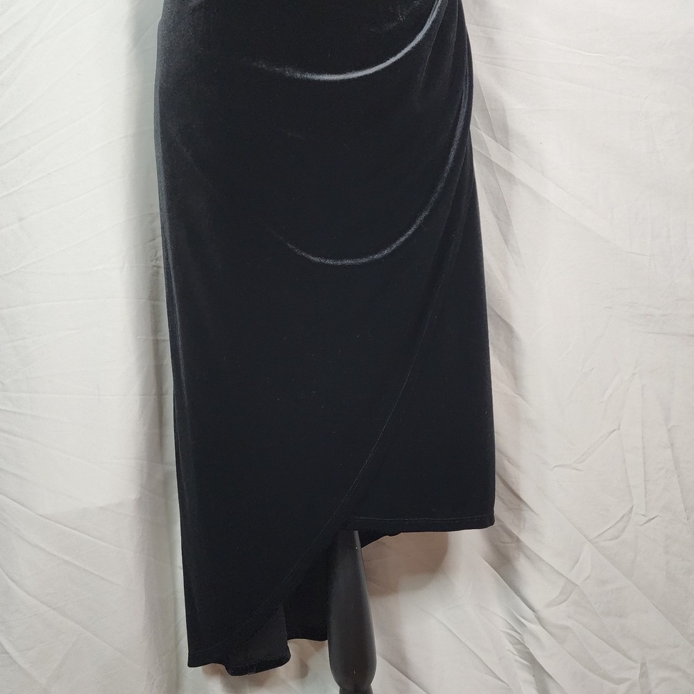 ELOQUII Size 22 Elegant Draped Black Velvet Exposed Zipper Cocktail Dress EUC - Picture 9 of 11